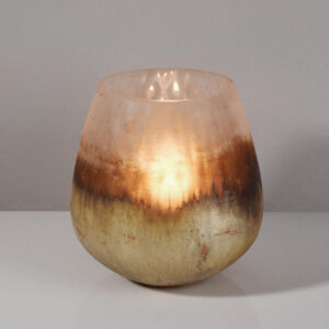 5in Tall Ombre Gold Frost Balloon Glass Vase