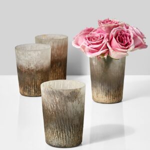 4in Tall Ombre Gold Frost Glass Vase, Set of 4